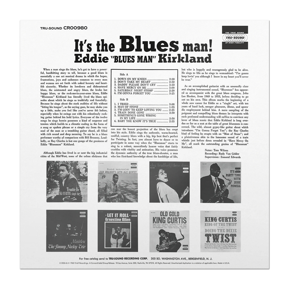 Eddie Kirkland - It's The Blues Man 1LP - Back Cover